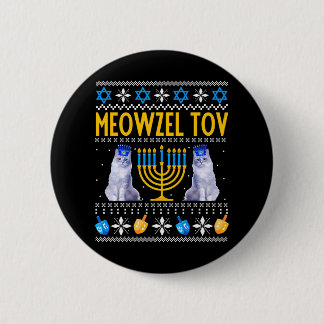 Meowzel Tov Niedlich Mazel Tov Cat Menorah Hanukka Button