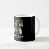 Meowzel Tov Niedlich Mazel Tov Cat Menorah Hanukka Kaffeetasse (VorderseiteRechts)