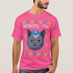 Meowzel Tov Ugly Hanukkah Sweater Cat Chanukah Jew T-Shirt