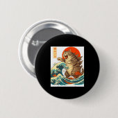 Meowzilla Catzilla Cat Japanese Art Funny For Men  Button (Vorne & Hinten)