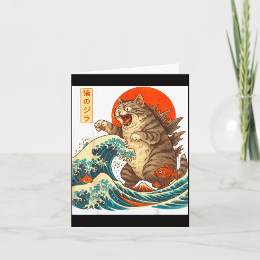 Meowzilla Catzilla Cat Japanese Art Funny For Men Karte (Vorderseite)