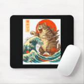 Meowzilla Catzilla Cat Japanese Art Funny For Men  Mousepad (Mit Mouse)