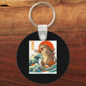 Meowzilla Catzilla Cat Japanese Art Funny For Men  Schlüsselanhänger (Vorderseite)