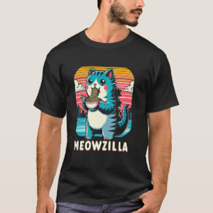 Meowzilla Süße Katze Ramen-Schale Retro Japan Sonn T-Shirt