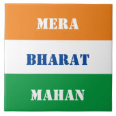 Mera Bharat Mahan Indian Tricolor Flag Tiranga Bg Fliese (Vorderseite)