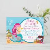 Meraid Birthday Pool Party Einladung 5 X 7 (Stehend Vorderseite)