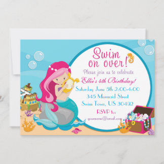 Meraid Birthday Pool Party Einladung 5 X 7