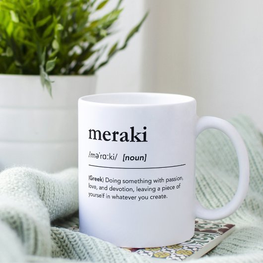Meraki Definition griechisch inspirierendes Zitat Kaffeetasse