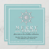 Meran & Bright Sparkle Snowflake Party Einladung (Vorne/Hinten)