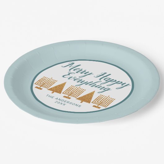 Meran Gold Blue Holiday Intercontinental Party Pappteller (Schrägansicht)