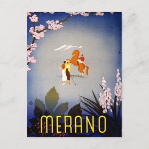 Meran Italy Vintage Travel Poster restauriert Postkarte