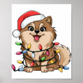 Meranian Christmas Lights Xmas Dogs For Me Poster (Vorne)