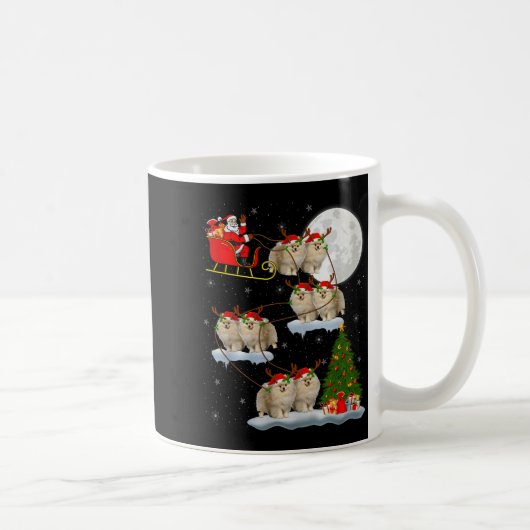 Meranian Dog Santa Sleigh Flying Funny Magical Chr Kaffeetasse (Rechts)