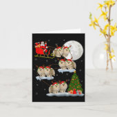 Meranian Dog Santa Sleigh Flying Funny Magical Chr Karte (Gelbe Blume)