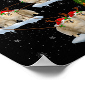 Meranian Dog Santa Sleigh Flying Funny Magical Chr Poster (Ecke)