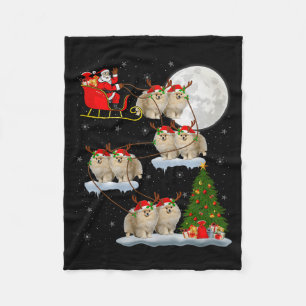Meranian Hund Santa Schlitten Fliegend Lustig Magi Fleecedecke