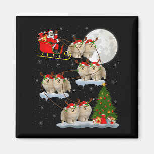 Meranian Hund Santa Schlitten Fliegender Lustiger Magnet