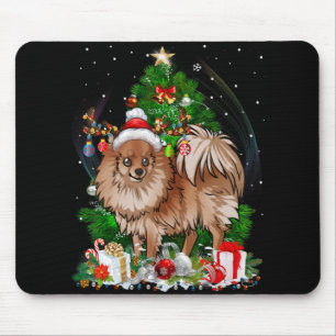 Meranian Weihnachtsbaum Licht Pyjama Hund Xmas Mousepad
