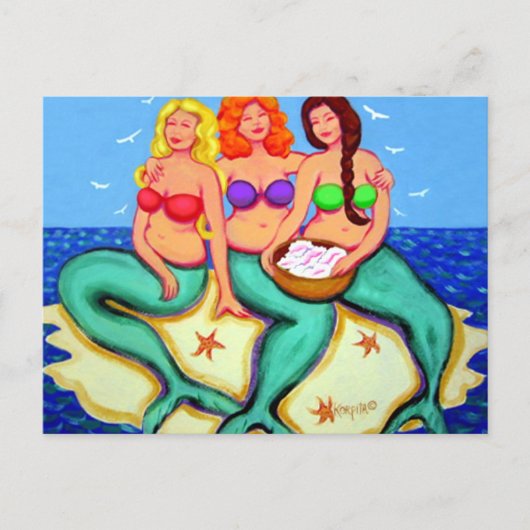 Merbabes - Mermaids nur Spaß haben Postkarte (Vorderseite)