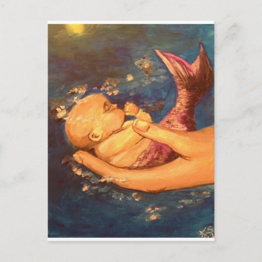 Merbaby in der Nacht Postkarte (Vorderseite)