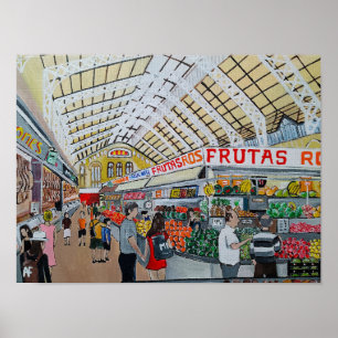 Mercado Central de Valencia Malerei von Alfred Fox Poster