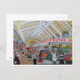 Mercado Central de Valencia Malerei von Alfred Fox Postkarte