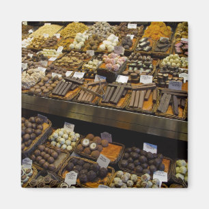 Mercat de Sant Josep, verschiedene Schokoladenbonb Magnet