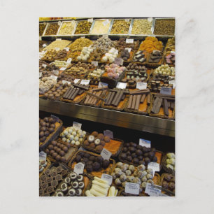Mercat de Sant Josep, verschiedene Schokoladenbonb Postkarte