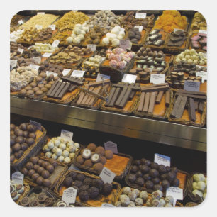 Mercat de Sant Josep, verschiedene Schokoladenbonb Quadratischer Aufkleber