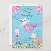 Mercat Mermaid Cat Birthday Party Einladung (Vorderseite)