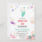 Mercat under the sea birthday invitation dankeskarte (Vorderseite)