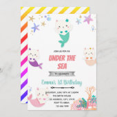 Mercat under the sea birthday invitation dankeskarte (Vorne/Hinten)