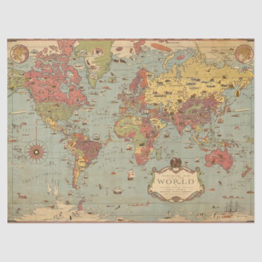 Mercator Map of the World Seidenpapier (Vorderseite)