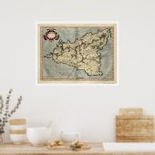 Mercator Sicily Early Map 1595 Poster (Küche)
