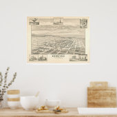 Merced, CA. Panoramakarte 1888 (1062A) Poster (Küche)