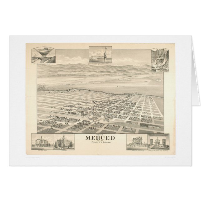 Merced, panoramische Karte 1888 (1062A) CA (Vorderseite (Horizontal))