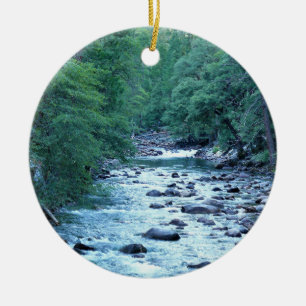 Merced River by Happy Isles, Yosemite, CA Keramik Ornament