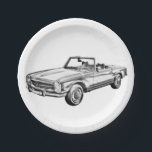 Mercedes Benz 280 SL Cabrio Illustration Pappteller<br><div class="desc">Mercedes Benz 280 SL Konvertible digitale klassische Auto-Illustration.   Wählen Sie Ihre eigene Hintergrundfarbe,  indem Sie auf die Schaltfläche Anpassen und wählen Sie Ihre Farbe aus der Hintergrundfarbe Palette.</div>