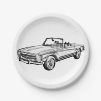 Mercedes Benz 280 SL Cabrio Illustration Pappteller