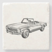 Mercedes Benz 280 SL Cabrio Illustration Steinuntersetzer (Vorderseite)