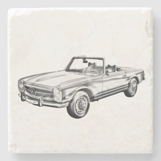 Mercedes Benz 280 SL Cabrio Illustration Steinuntersetzer (Vorderseite)