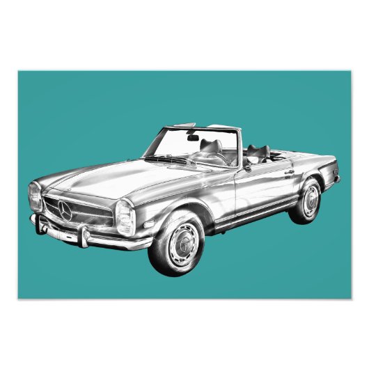 Mercedes Benz 280 SL Konvertible Illustration Fotodruck (Vorne)