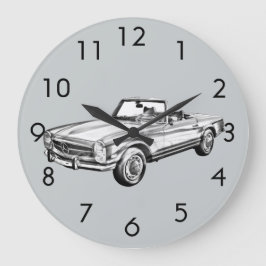 Mercedes Benz 280 SL Konvertible Illustration Große Wanduhr