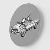 Mercedes Benz 280 SL Konvertible Illustration Große Wanduhr (Winkel)
