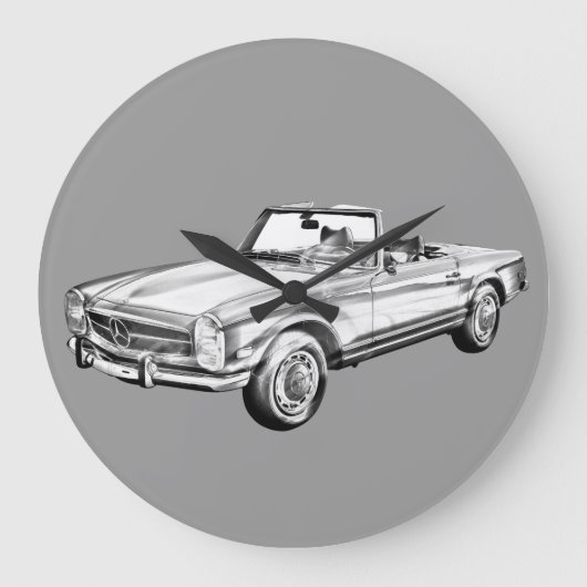 Mercedes Benz 280 SL Konvertible Illustration Große Wanduhr (Vorderseite)