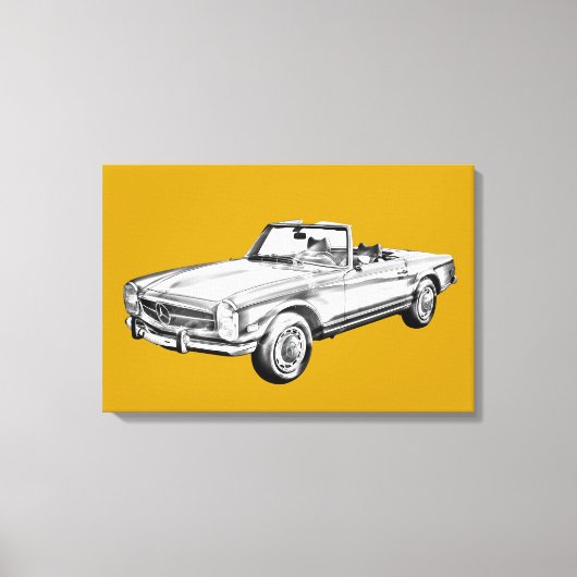 Mercedes Benz 280 SL Konvertible Illustration Leinwanddruck (Vorderseite)