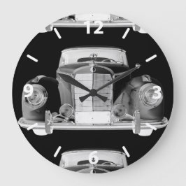 Mercedes Benz 300 Luxury Black and White Car Art Große Wanduhr