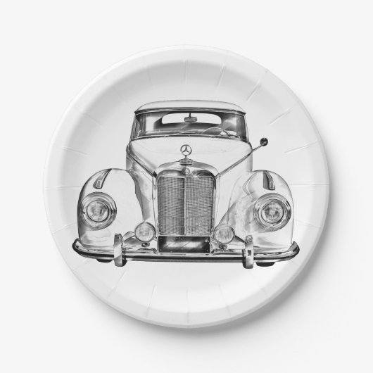Mercedes Benz 300 Luxury Classic Car Illustration Pappteller (Vorderseite)