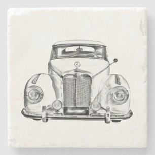 Mercedes Benz 300 Luxury Classic Car Illustration Steinuntersetzer