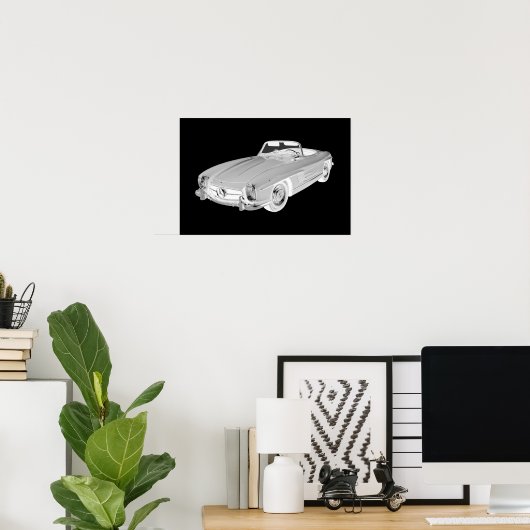 Mercedes Benz 300 SL Convertible Car Art Poster (Heimbüro)